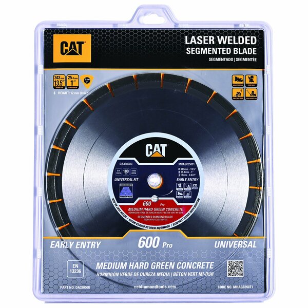 Caterpillar 600 Pro Early Entry Medium/Hard Aggregate Silent Green Concrete Diamond Blade 14-In - 350mm Red DA33050U